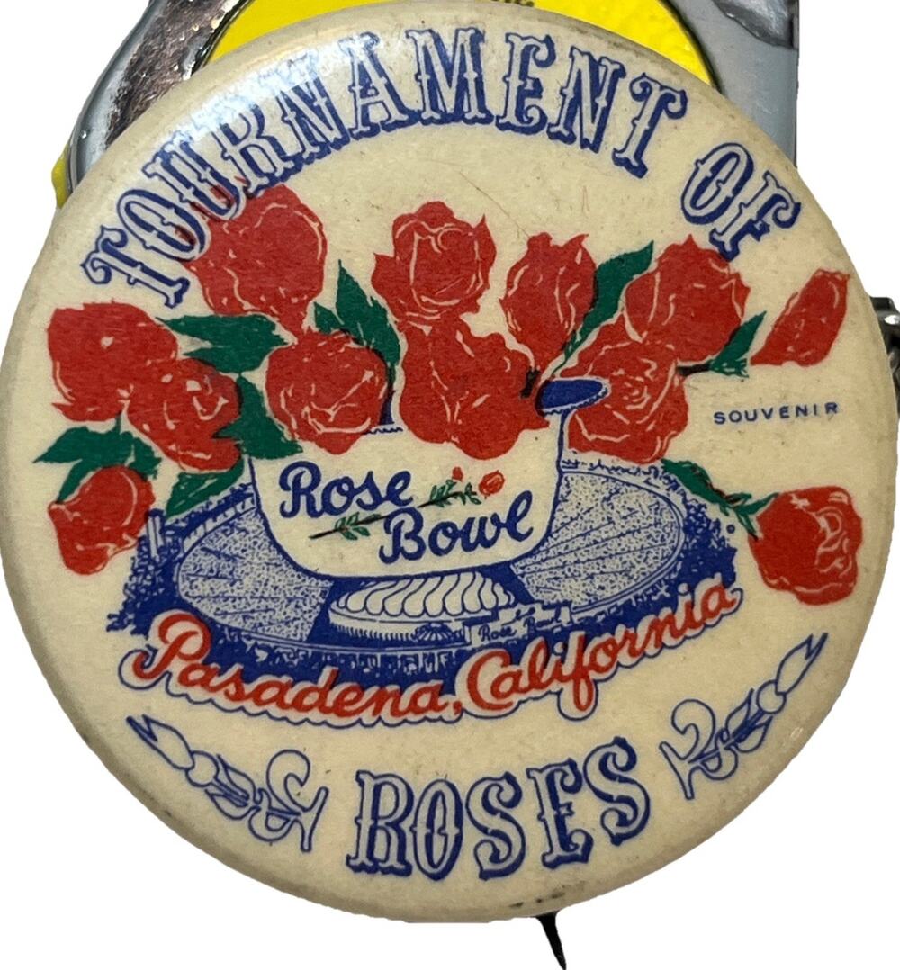 1960s Football Tournament of Roses Rose Bowl Pinback 1.75"